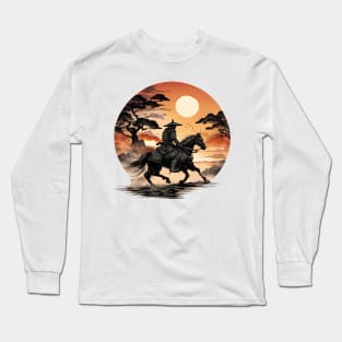 Samurai In A Sunset Long Sleeve T-Shirt